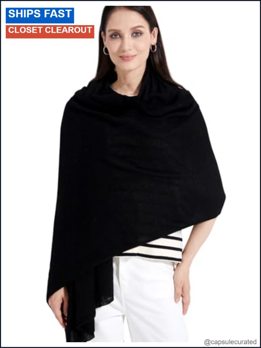 100% Cashmere Wrap Scarf Stole Knitted Shawl Women Travel XL 86x27